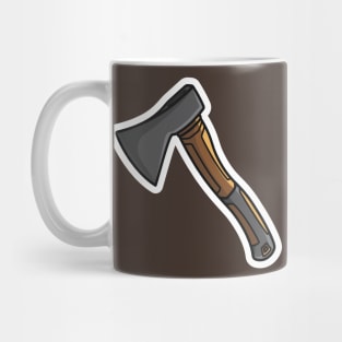 Ax Hammer Sticker vector illustration. Construction working tools object icon concept. Tree wood cutting ax hammer sticker vector design with shadow. Mug